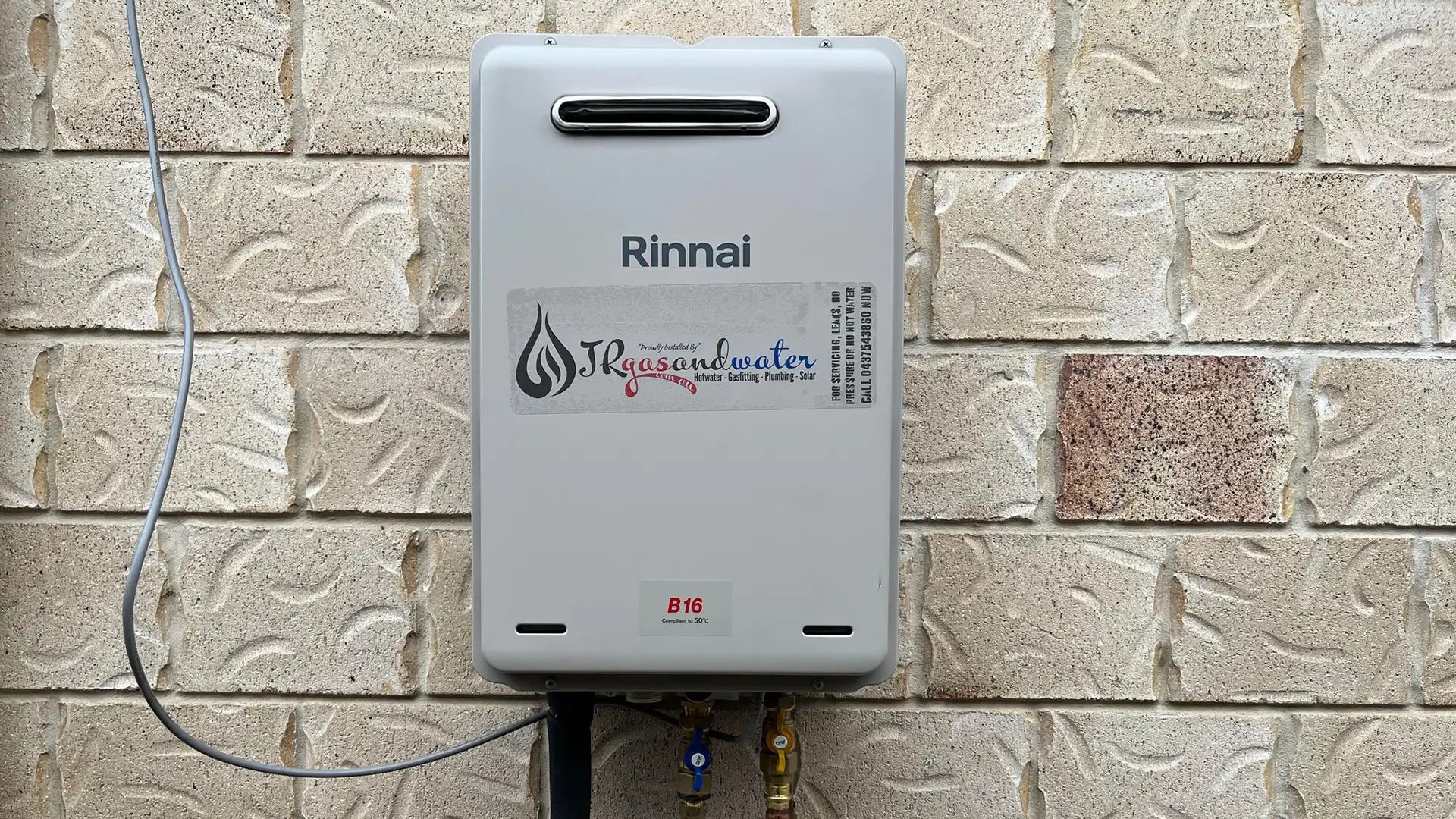 Rinnai 16L gas hot water system supplied and installed by JR Gas & Water