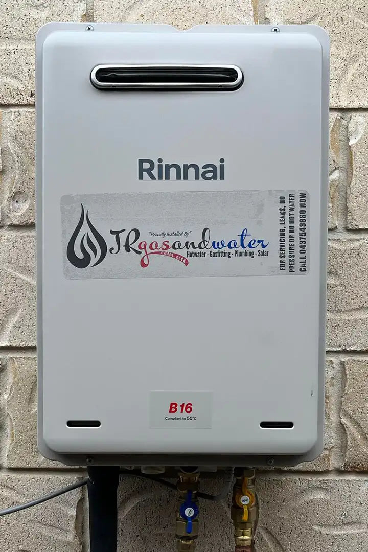 Rinnai 16L gas hot water system supplied and installed by JR Gas & Water