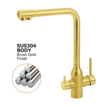 WFW 3 - Way Kitchen Mixer Tap (Gold High - Rise) | Supply+Install | LIFETIME WARRANTY - Plumbing - Filter